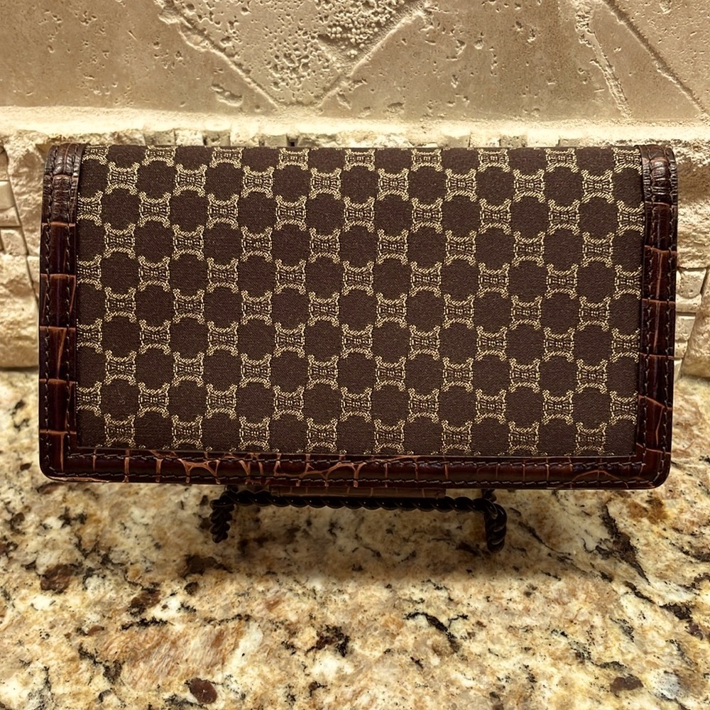 Celine Macadam Canvas & Croc Embossed Leather Wal… - image 2